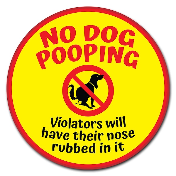 Corrugated Plastic Sign With Stakes 24in Circular-No Dog Pooping